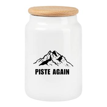 PISTE AGAIN. SKI. SKI WINTE SPORT - Cookie Jar with Wooden Lid - white - Front