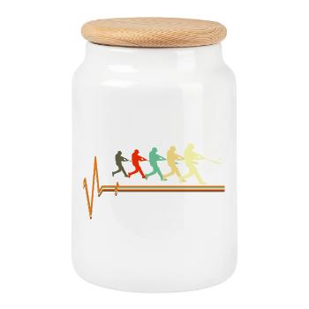 Baseball Herzschlag EKG Puls Retro Batter Sports - Keksdose mit Holzdeckel - Weiß - Vorne