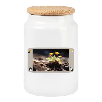 Fleur au soleil - Boîte à biscuits avec couvercle en bois - blanc - Devant