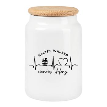 Kaltes Wasser, warmes Herz, Eisbaden, EKG, Puls - Cookie Jar with Wooden Lid - white - Front