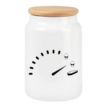 Excès de vitesse - Boîte à biscuits avec couvercle en bois - blanc - Devant