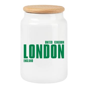 London – England Lyric Design - Keksdose mit Holzdeckel - Weiß - Vorne