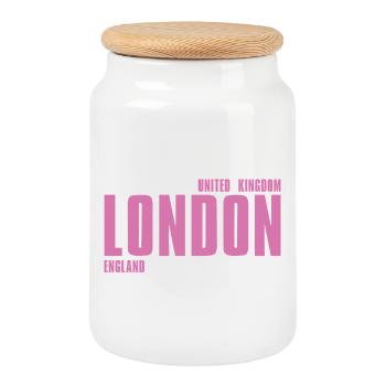 Mot Rose de Londres - Boîte à biscuits avec couvercle en bois - blanc - Devant