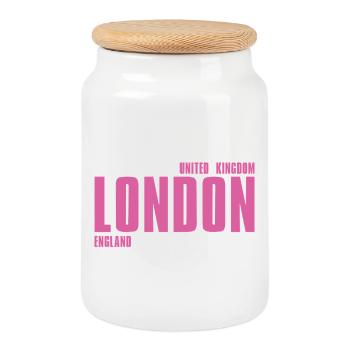 London – England Lyric Design - Keksdose mit Holzdeckel - Weiß - Vorne