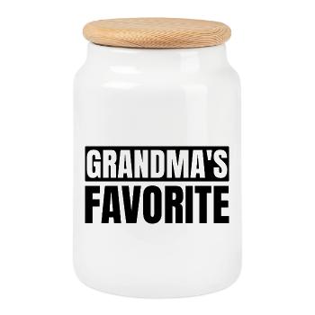 Favorite Grandchild Funny I'm Grandma's Favorite - Cookie Jar with Wooden Lid - white - Front