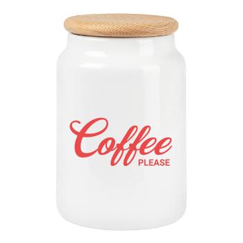Un café, s’il vous plaît - Boîte à biscuits avec couvercle en bois - blanc - Devant