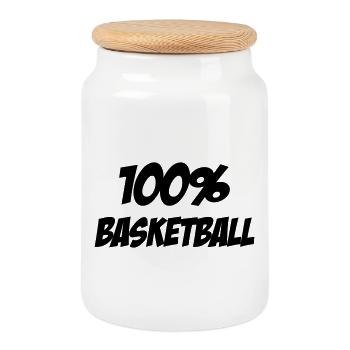100% basketball – energy passion court - Cookie Jar with Wooden Lid - white - Front