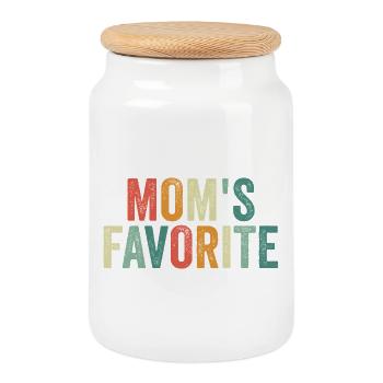 Enfant préféré Le préféré de la maman drôle - Boîte à biscuits avec couvercle en bois - blanc - Devant