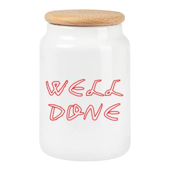 WELL_DONE - Cookie Jar with Wooden Lid - white - Front