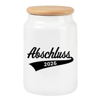 Remise des diplômes 2026 (Diplôme / Noir) - Boîte à biscuits avec couvercle en bois - blanc - Devant