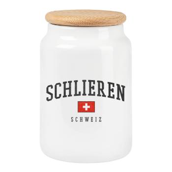 Schlieren – identité suisse de Zurich - Boîte à biscuits avec couvercle en bois - blanc - Devant