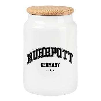 Ruhpott Heimat Germany Lettering - Cookie Jar with Wooden Lid - white - Front