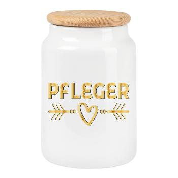 Cardiac Nurses Nursing Professions - Cookie Jar with Wooden Lid - white - Front
