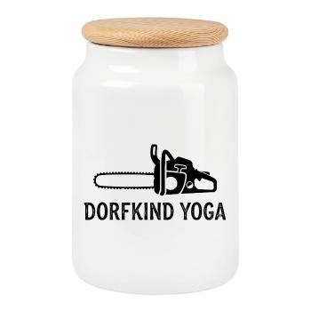 Dorfkind Yoga Chainsaw - Keksdose mit Holzdeckel - Weiß - Vorne