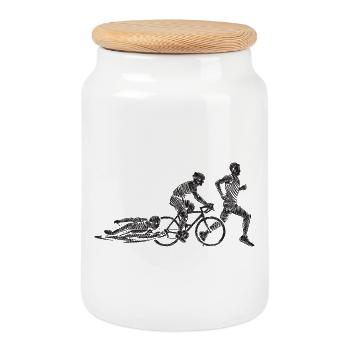 Circuit des Zombies Cyclistes - Boîte à biscuits avec couvercle en bois - blanc - Devant