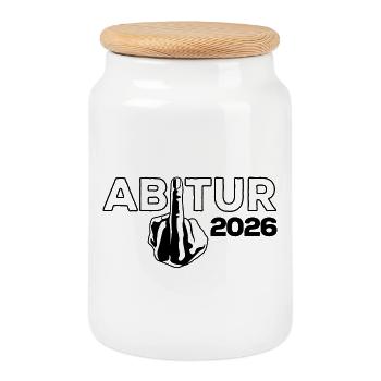 ABI 2026 Mittelfinger Abitur - Geschenk - Keksdose mit Holzdeckel - Weiß - Vorne