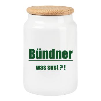 Bündner Wortwitz Grün Graphic - Keksdose mit Holzdeckel - Weiß - Vorne
