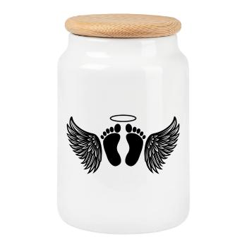 Baby loss memorial - Cookie Jar with Wooden Lid - white - Front