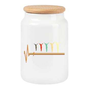 Diving Heartbeat Scuba Diver Pulse EKG - Cookie Jar with Wooden Lid - white - Front
