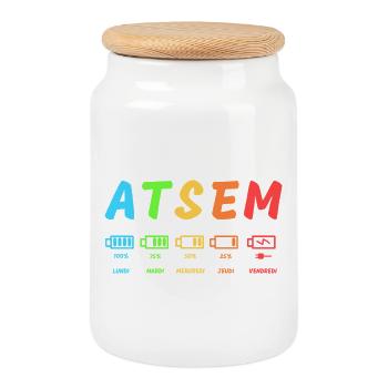 atsem, école maternelle fin d'année, maîtresse - Boîte à biscuits avec couvercle en bois - blanc - Devant