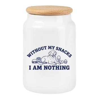 Snack Lover: I'm nothing without snacks - Cookie Jar with Wooden Lid - white - Front