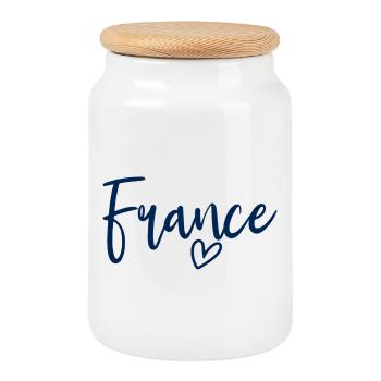 Frankreich Herz Frauenliebe Frankreich - Keksdose mit Holzdeckel - Weiß - Vorne