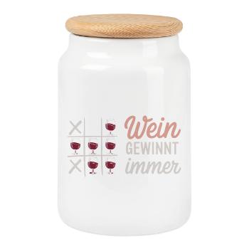 Wine Always Wins Tic Tac Toe Saying For - Cookie Jar with Wooden Lid - white - Front