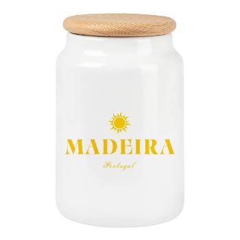 Madeira Portugal, Sun  - Cookie Jar with Wooden Lid - white - Front
