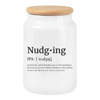 Nudging - Keksdose mit Holzdeckel - Weiß - Vorne