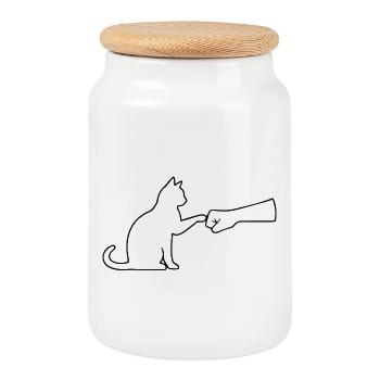 Chat Papa Chat Amateur de Chat Équipe Chat Fist - Boîte à biscuits avec couvercle en bois - blanc - Devant