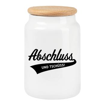 Abschluss – Und Tschüss! (Schulabschluss / Black) - Keksdose mit Holzdeckel - Weiß - Vorne