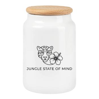 Jaguar hibiscus sauvage - Boîte à biscuits avec couvercle en bois - blanc - Devant