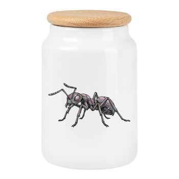 Fourmi robot futuriste Fourmi violette rose - Boîte à biscuits avec couvercle en bois - blanc - Devant
