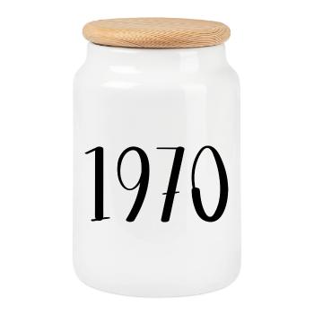1970 - Boîte à biscuits avec couvercle en bois - blanc - Devant