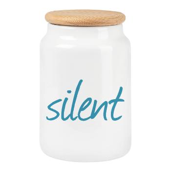 Silencieux - Boîte à biscuits avec couvercle en bois - blanc - Devant