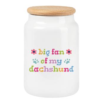 Großer Fan von meinem Dachshund - Keksdose mit Holzdeckel - Weiß - Vorne