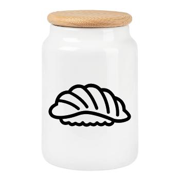 sushi - Cookie Jar with Wooden Lid - white - Front