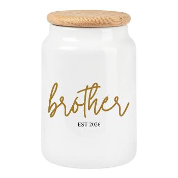 Brother Est 2026 - Boîte à biscuits avec couvercle en bois - blanc - Devant