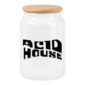 Acid House music logo design - Cookie Jar with Wooden Lid - white - Front