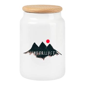 Urban Mountain - Nature Vibes by Free Art - Cookie Jar with Wooden Lid - white - Front