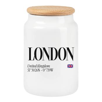 Londres Épuré Carte Postale - Boîte à biscuits avec couvercle en bois - blanc - Devant