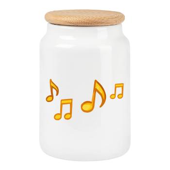 Sunny Notes Illustration - Cookie Jar with Wooden Lid - white - Front