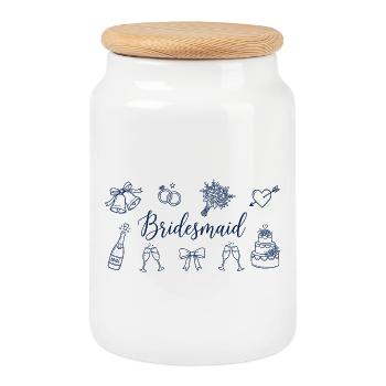 Bridesmaid Bride Squad Bow Bridal Party Wedding - Cookie Jar with Wooden Lid - white - Front