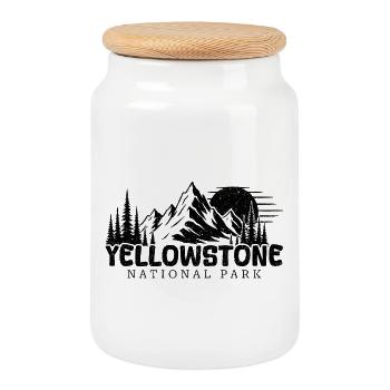 Yellowstone Nationalpark liebt Wandern - Keksdose mit Holzdeckel - Weiß - Vorne