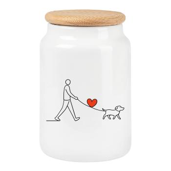 Herzspaziergang Hund Liebe Herz Liebe Tierliebe - Keksdose mit Holzdeckel - Weiß - Vorne