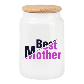 Best Mother Shirt – Gift for Moms - Cookie Jar with Wooden Lid - white - Front