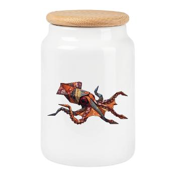 Origami Crab Patchwork - Cookie Jar with Wooden Lid - white - Front
