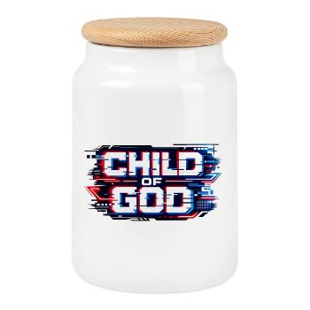 Child of God Glitch Streetwear - Cookie Jar with Wooden Lid - white - Front