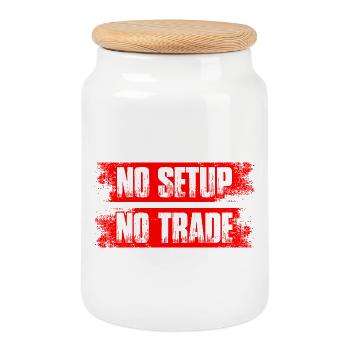 No setup no trade Aktienmarkt Börse Trader - Keksdose mit Holzdeckel - Weiß - Vorne