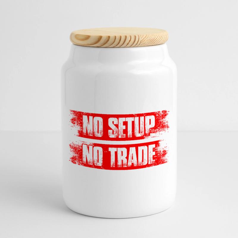 Pas de configuration, pas de commerce, Trader de la Bourse Boîte à biscuits avec couvercle en bois
